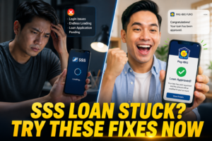 SSS loan application stuck issue with slow-loading SSS app and approved loan notification comparison